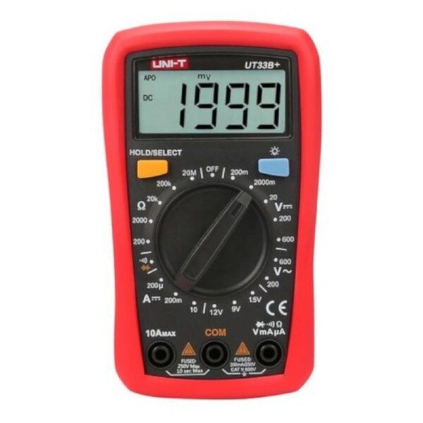 Palm Size Digital Multimeter CAT II 600V Rating 2x Test probes 9V Battery
