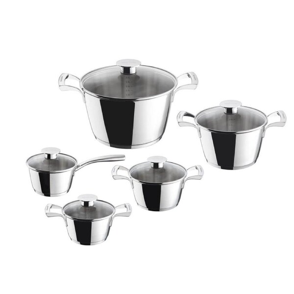 Bugatti 9-Piece Cookware Set w/ Glass Lids - Stainless Steel