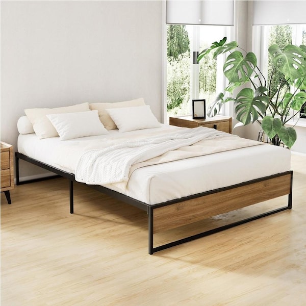 Artiss Metal Bed Frame Mattress Base Platform Foundation Wooden OSLO Double / Black