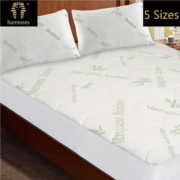 Breathable Quilted Jacquard Bamboo Mattress Protector with Optional Pillow Protectors Twin Pack Queen / Mattress Protector