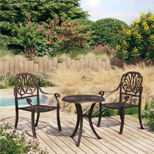 3 Piece Bistro Set Cast Aluminium Bronze vidaXL