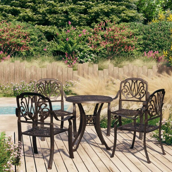 5 Piece Bistro Set Cast Aluminium Bronze vidaXL