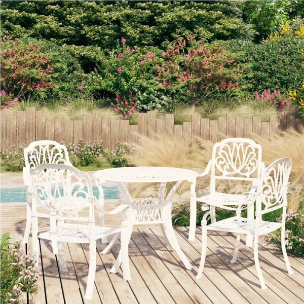 5 Piece Bistro Set Cast Aluminium White vidaXL