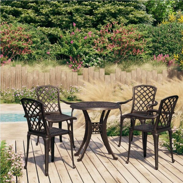 5 Piece Bistro Set Cast Aluminium Bronze vidaXL
