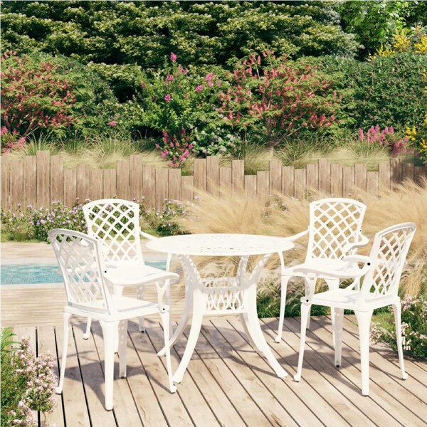 5 Piece Bistro Set Cast Aluminium White vidaXL