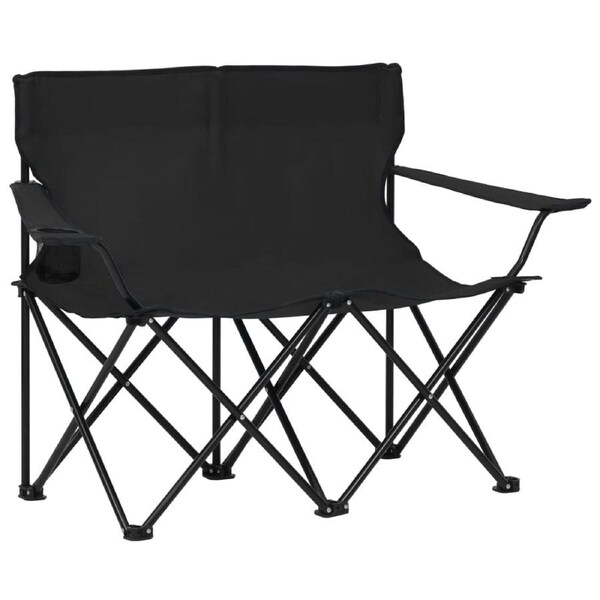 2-Seater Foldable Camping Chair Steel and Fabric Black vidaXL