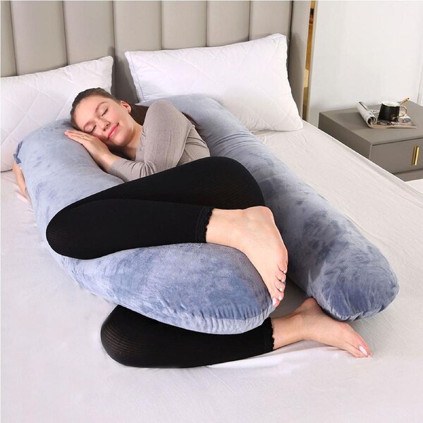 Pregnancy Pillow U-Shaped Full Body Support Maternity Pillow Nursing Sleeping Pillows(Grey)