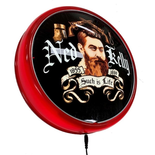 Ned Kelly Such is Life LED Bar Lighting Wall Sign Light RED Button