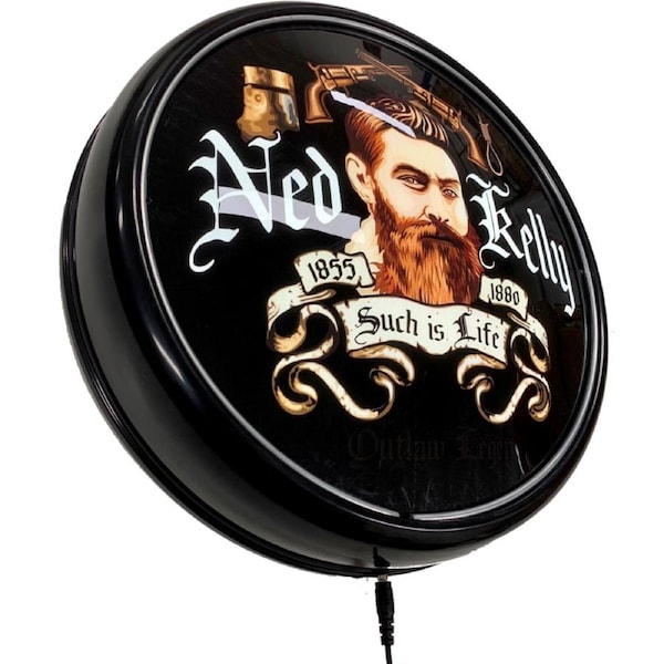 Ned Kelly Such is Life LED Bar Lighting Wall Sign Light BLACK Button