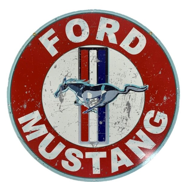 Ford Mustang Pony Metal Bar Sign Round Single Sided 560mm
