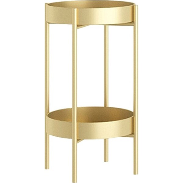 SOGA 2 Layer 50cm Gold Metal Plant Stand Flower Pot Holder Corner Shelving Rack Indoor Display