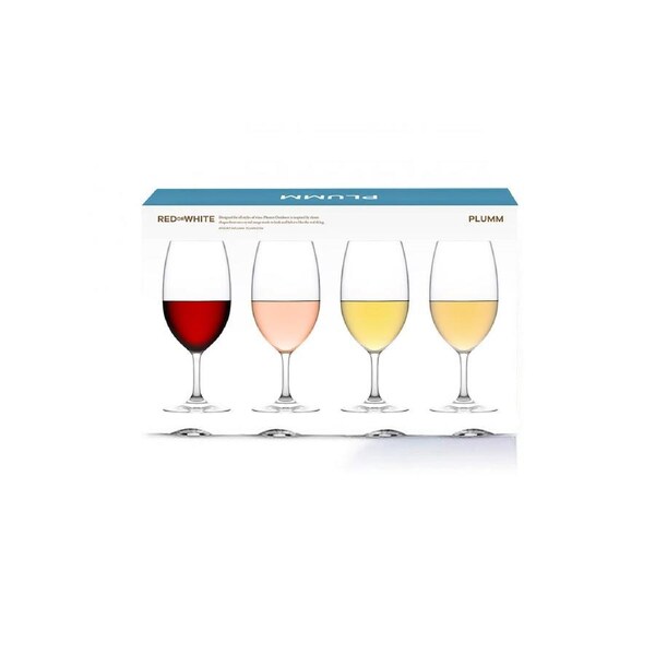 Plumm Outdoors RED or WHITE Unbreakable Polycarbonate Wine Glass (463ml) - 4 Pack Set