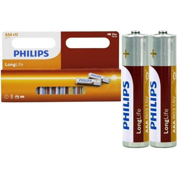 12PCS GENUINE Philips Long Life Zinc Carbon AAA Battery Factory Sealed
