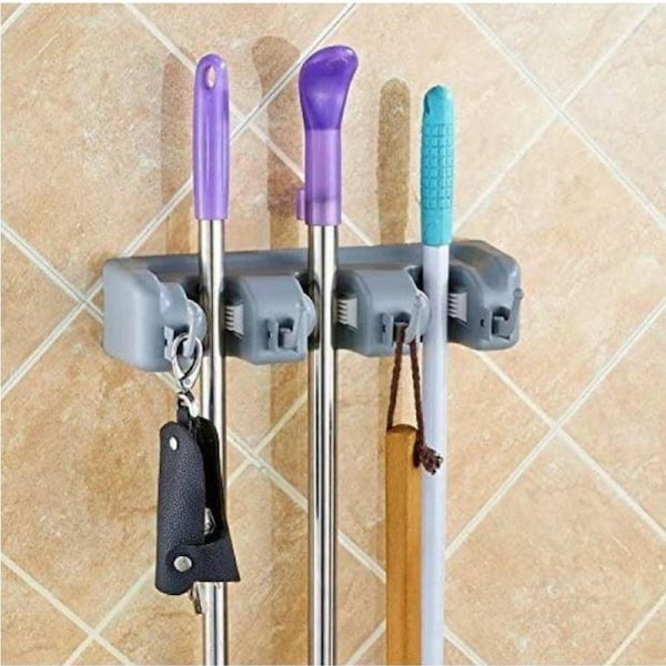 Wall Mounted Mop Broom Brush Holder Organizer Hanger Storage Tools 3 Rack