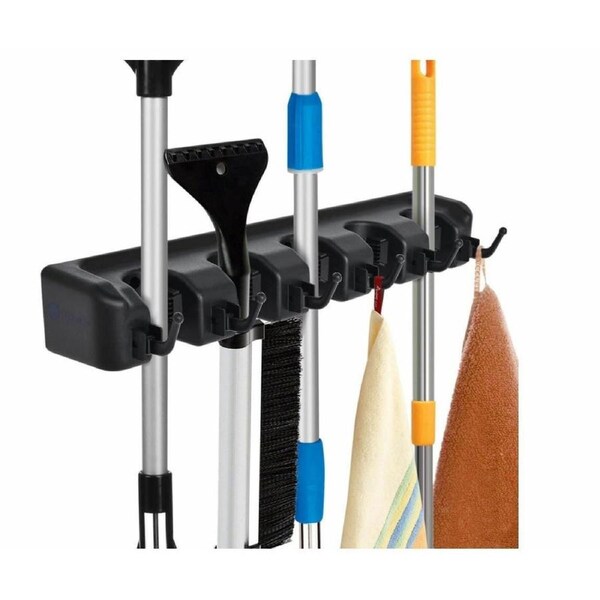 Wall Mounted Mop Broom Brush Holder Organizer Hanger Storage Tools 5 Rack