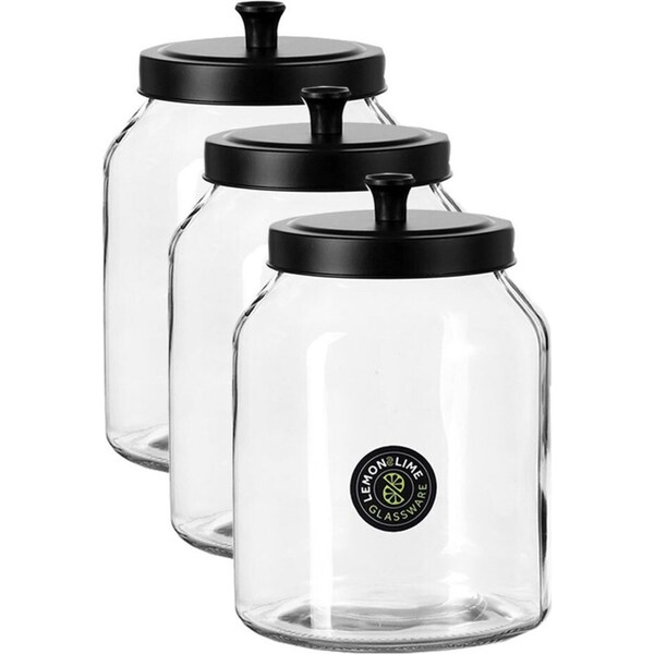 3x Lemon And Lime 3L Cosmo Glass Jar Storage Container/Canister Kitchen/Home