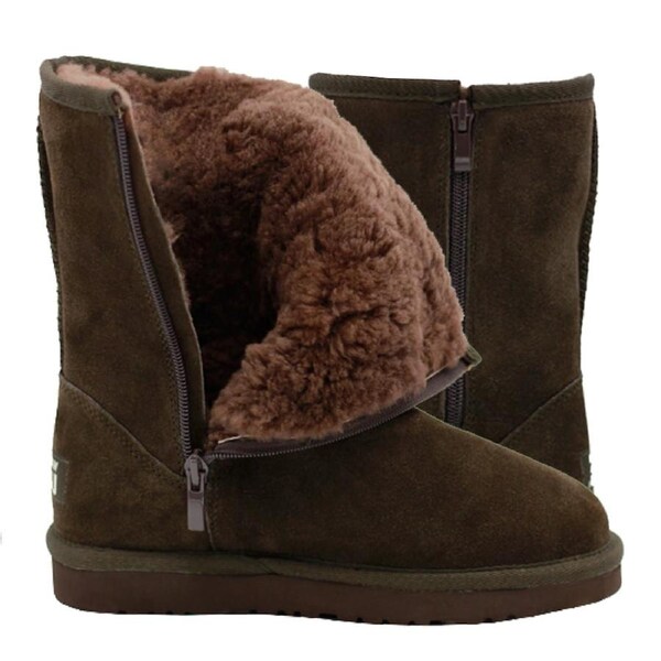 Waratah UGG Unisex Water Resistant Short Mid Zip Up Boot - Chocolate 5W/3M