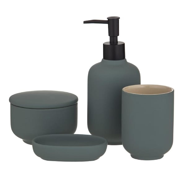 Academy Becket Bathroom Set 4 Pce / Green & Black