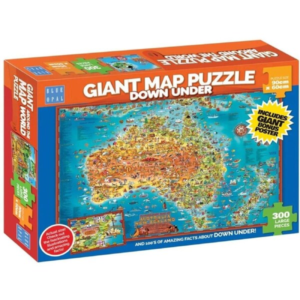 Blue Opal Puzzle 300pc - Down Under Giant Map Australia