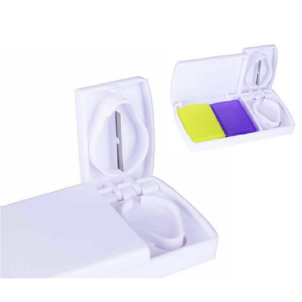 Organizer Pill Cutter Box Portable Medicine Tablet Splitter Divider Convenient
