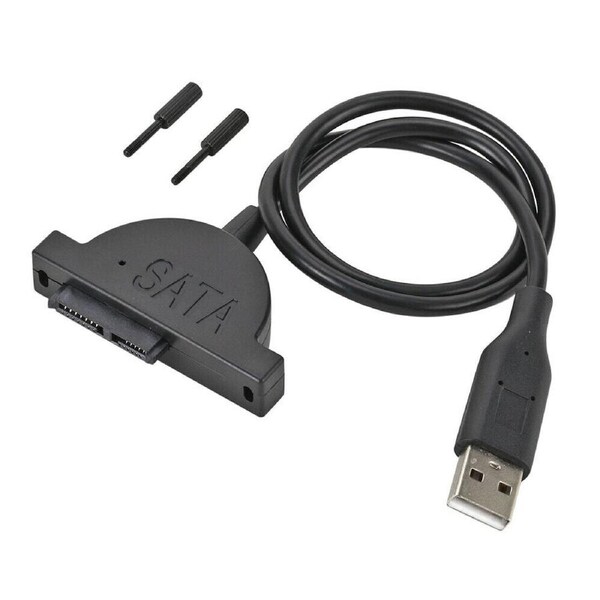 USB 2.0 to Mini Slim SATA 7+6 13Pin Adapter Cable for Laptop CD/DVD Slimline Drive