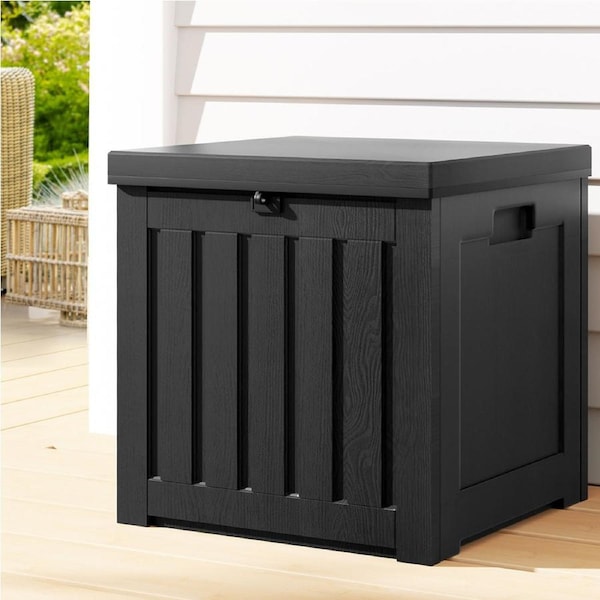 1x Gardeon Outdoor Storage Box 80L Container Lockable Cabinet Garden Toy Tool Shed Black