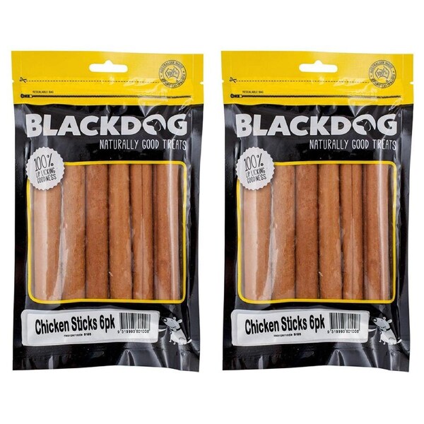 2x 6PK Blackdog Naturally Good Pet/Dog Chicken Sticks Healthy Treats/Reward/Food