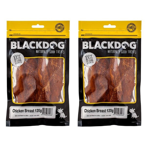 2x Blackdog 120g Naturally Good Pet/Dog Chicken Breast Fillet Healthy Treat/Food