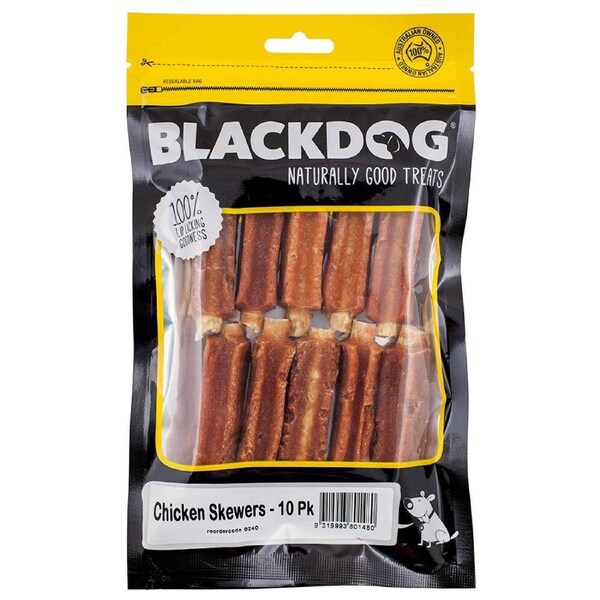 10pc Blackdog Naturally Good Pet/Dog Chicken Skewers Healthy/Dental Treats/Food