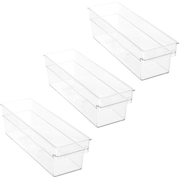 3x Boxsweden 31.5x10cm Crystal CLR Nest Deep Storage/Orgainser Box Home/Kitchen