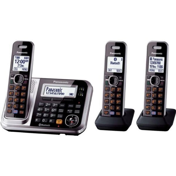 Panasonic Triple DECT Bluetooth Cordless Home Phone w/ Answering Machine Black