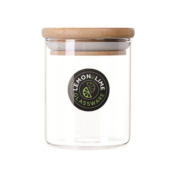 Lemon & Lime Glass Jar Camden 200ml Bamboo Lid Canister Food Storage Container
