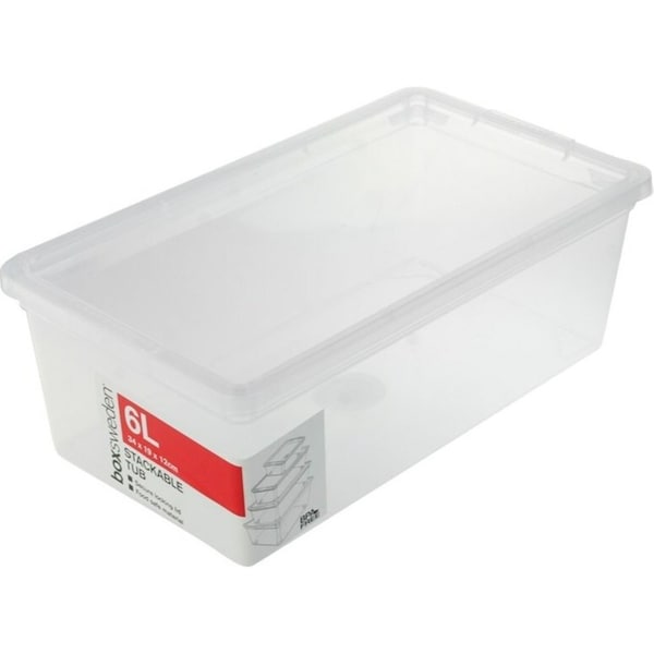 Boxsweden Essentials 6L Stackable Storage Tub Home Organiser/Container Clear