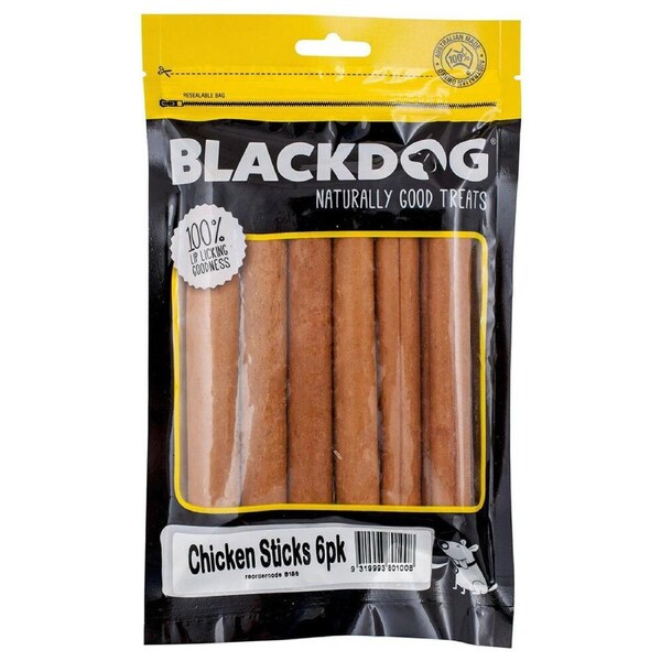 6pc Blackdog Naturally Good Pet/Dog Chicken Sticks Healthy Treats/Reward/Food
