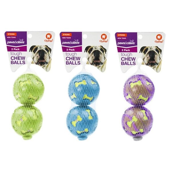 6PK Paws & Claws TPR 7cm Felt Ball Pet Dog/Puppy Tough Chew Balls Toy Assorted