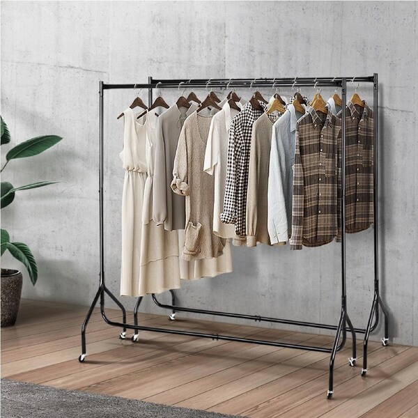 2X Artiss Clothes Rack Airer Heavy Duty 6FT Rail Wheels