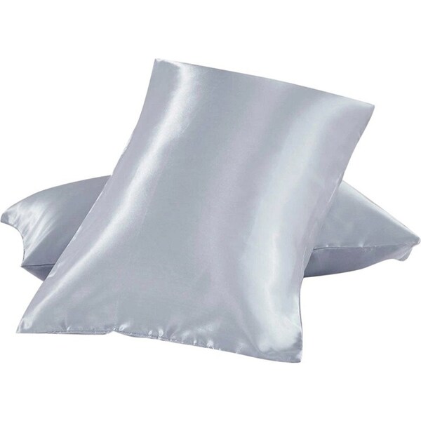 1 Pair Satin Pillowcases 48X73CM - Silver Grey