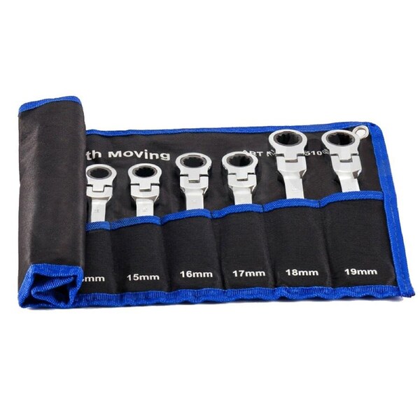Metric 8-19mm Flexible Head Ratcheting Spanner - 12pcs