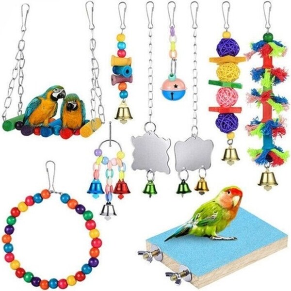 Parrot Hanging Swing Bird Cage Toys - 10pcs