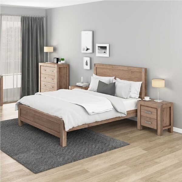 Nowra 4 Pieces Queen Size Bedroom Suite Oak Colour With Tallboy