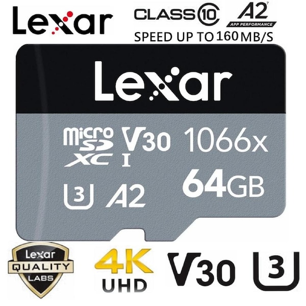 Micro SD Card Lexar 128GB Professional 1066x Class 10 A2 U3 Phone Tablet Memory