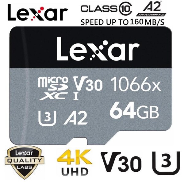 Micro SD Card Lexar 256GB Professional 1066x Class 10 A2 U3 Phone Tablet Memory