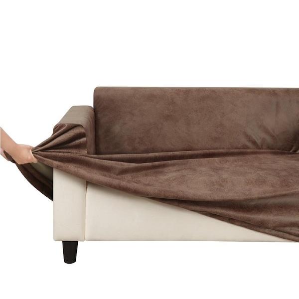 Sherwood Home Premium Faux Leather Light Brown 3 Seater Couch Sofa Cover