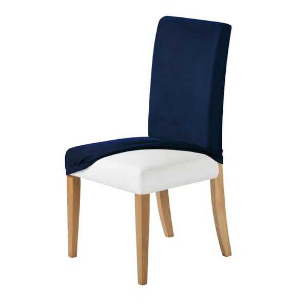 Sherwood Home Premium Faux Suede Royal Navy Dining Chair Cover