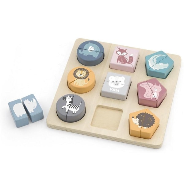 Viga Toys - Shape Block Animals Puzzle