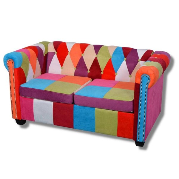 2 Seater Chesterfield Sofa Couch Lounge Fabric