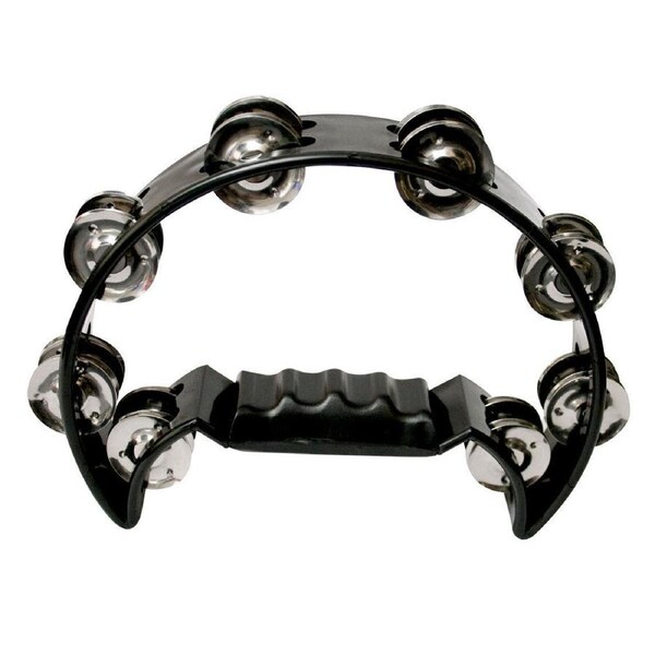 MANO PERCUSSION Half Moon Tambourine Black ABS Rim 16 Pairs Of Jingles