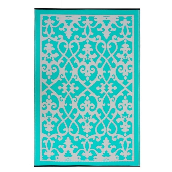 Venice Turquoise Recycled Plastic Outdoor Rug and Mat - 180 x 270 cm - Weatherproof Rug, Recycled Plastic, Sustainable, Eco Friendly UV Resistant, Durable Outdoor, Patio Rug, Fade Resistant