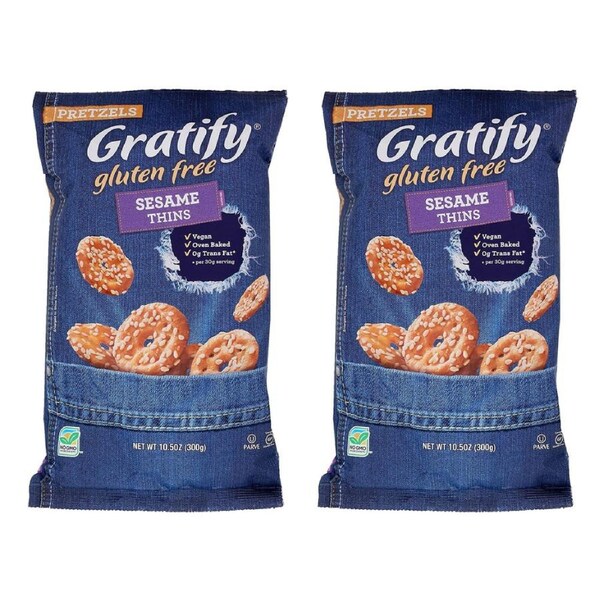 Gratify Gluten Free Pretzel Sesame Thins 300g x 2