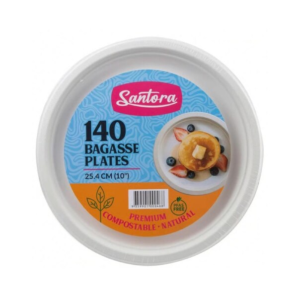 Santora 25cm Biodegradable Sugarcane Bagasse Plates 140pk